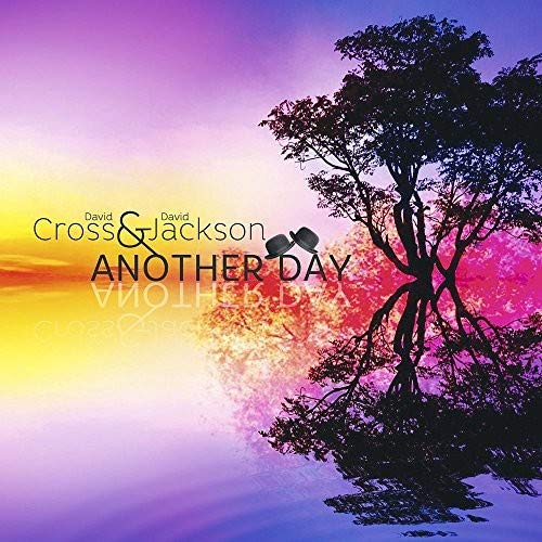 "Album cover featuring a tree silhouette against a vibrant, colorful sunset background."