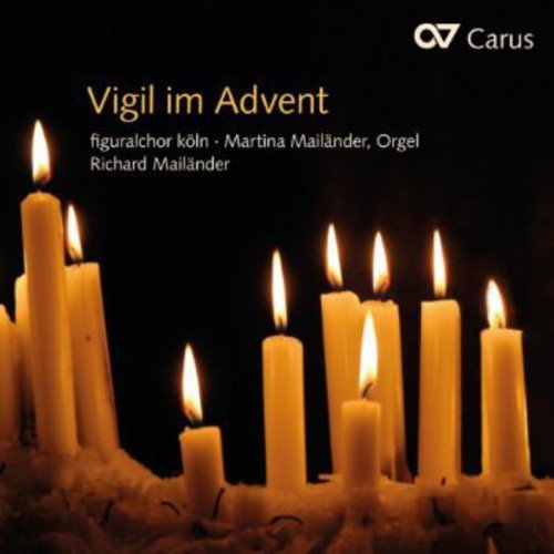 CD cover: burning candles on moss, text "Vigil im Advent" and "Carus" logo.