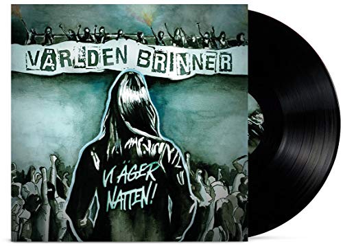 Vinyl record with album cover depicting a crowd and a figure with long hair.