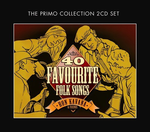 "CD cover art featuring four men playing instruments, with '40 Favourite Folk Songs' text."