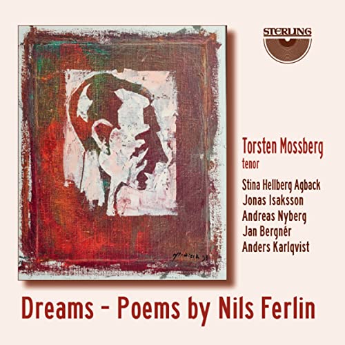 CD cover featuring an abstract portrait painting and the text Dreams - Poems by Nils Ferlin.