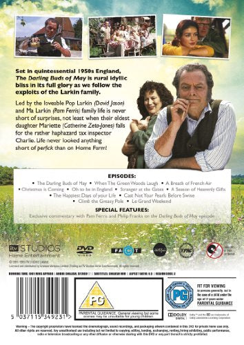 DVD case for "The Darling Buds of May" with a family picnic scene.