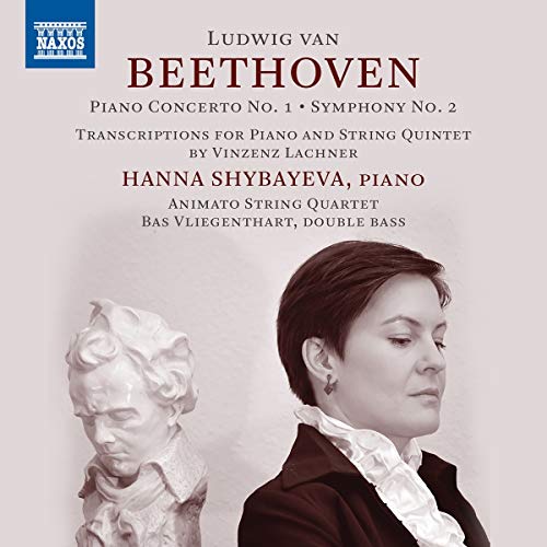CD cover featuring Beethoven bust and pianist Hanna Shybayeva.