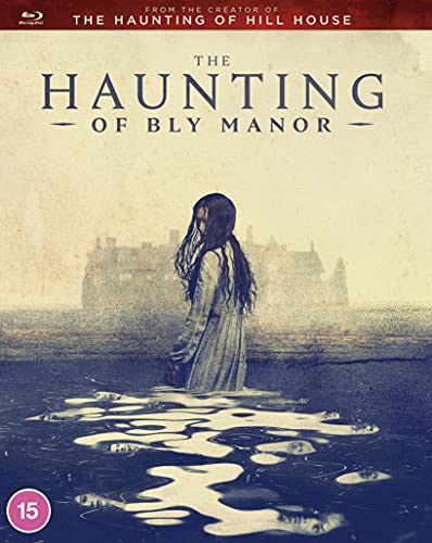 Blu-ray cover for “The Haunting of Bly Manor” featuring a girl and manor.