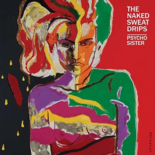 "Album cover art: abstract portrait of a woman with vibrant, multicolored hair and clothing."