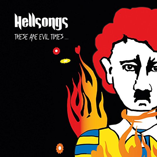 Vinyl album cover featuring a cartoon man engulfed in flames against a black background.
