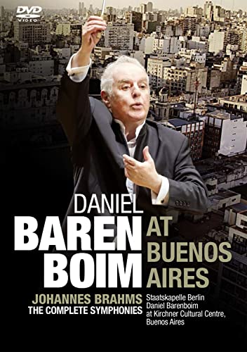 Daniel Barenboim conducting with a Buenos Aires cityscape in the background on DVD cover.