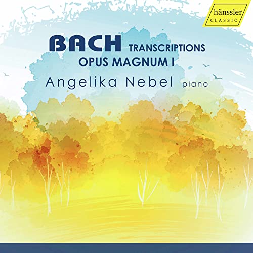 CD cover for Angelika Nebel’s Bach transcriptions, with watercolor trees.