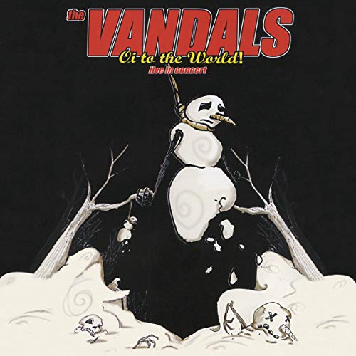 "Album cover featuring a cartoon snowman with a skull head against a black background."