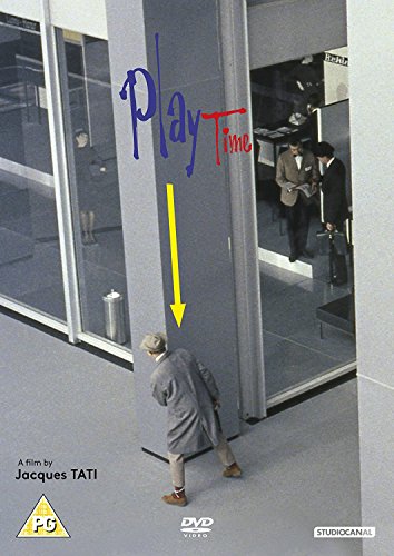 DVD cover for "Playtime" showing people in a modern, minimalist space.