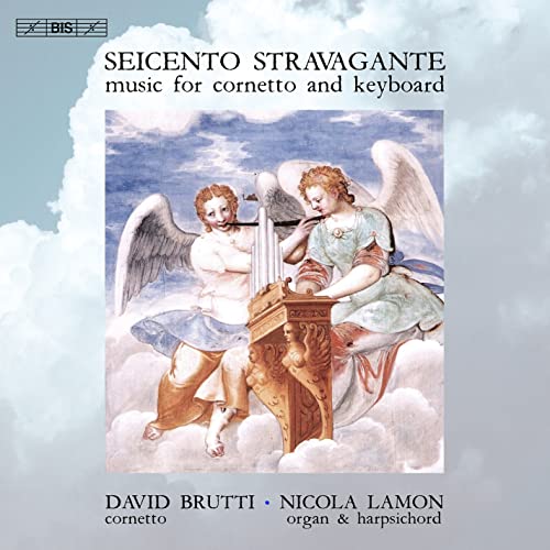 CD cover depicting Renaissance angels with a cornetto and organ.