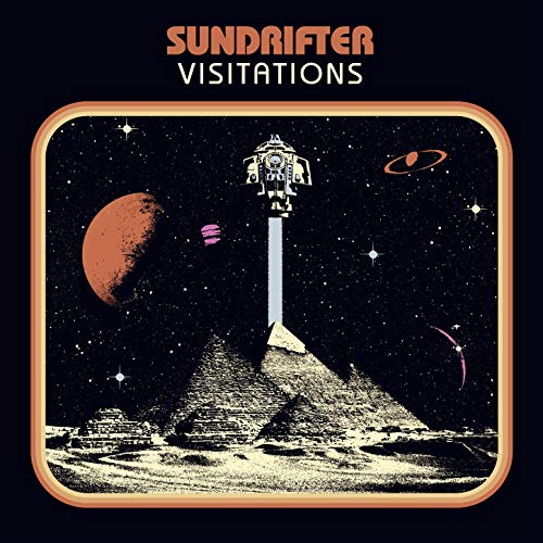 CD cover: spaceship over pyramids on a planet, starry sky.