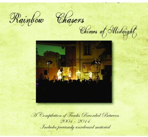"Album cover with band performing on stage, light green background, and black cursive text."
