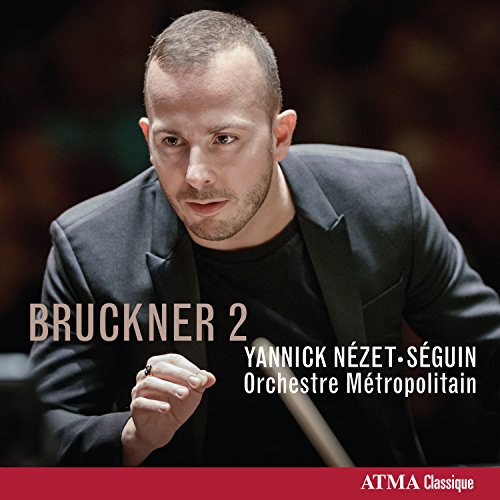 Portrait of conductor Yannick Nézet-Séguin with “Bruckner 2” text overlay.
