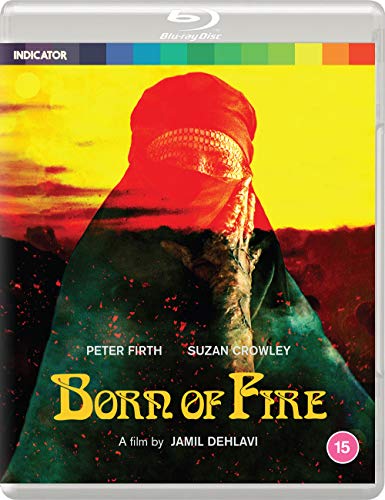 Born Of Fire" Blu-ray cover featuring a veiled figure against a desert landscape.