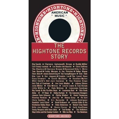 "CD cover featuring a vinyl record image and a list of artists on a red background."