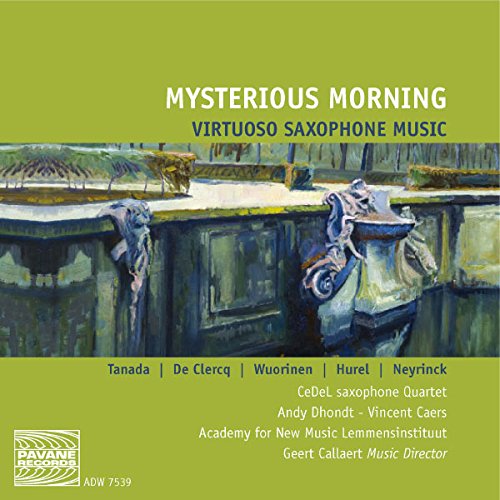 A CD cover with a green background and a painting of a wooden dock.