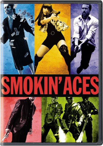 DVD cover for "Smokin' Aces" featuring multiple people with guns.