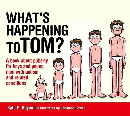 "Book cover showing cartoon boy at different stages of development, from infant to teenager."