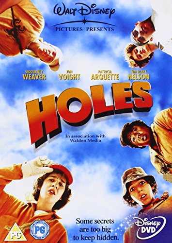 Holes" DVD cover featuring young boys in orange, digging in the sun.