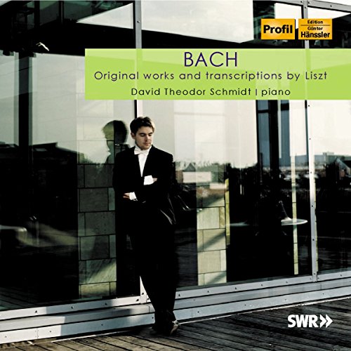 CD cover featuring pianist David Theodor Schmidt in front of glass windows.