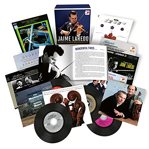 CD collection featuring violinist Jaime Laredo and album cover art.