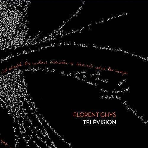 "Black album cover with white and red handwritten text, artist and title at bottom."
