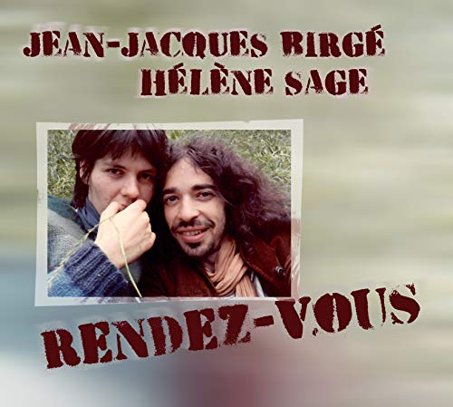 Album cover with a photo of a man and woman, red text on blurred background.