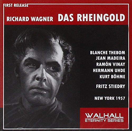 CD cover for Wagner’s *Das Rheingold* featuring a black and white portrait.