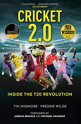 Book cover featuring several cricket players in action against a stadium background.