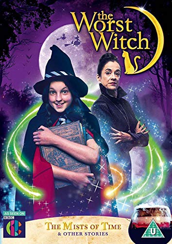 DVD cover art featuring a young witch holding a book beside an older woman.