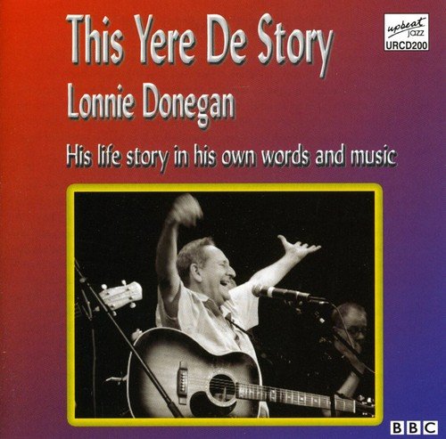 Album cover featuring Lonnie Donegan singing and playing guitar, red and blue gradient background.