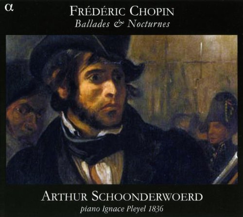 "CD cover featuring a portrait of Frederic Chopin in a black hat and coat."