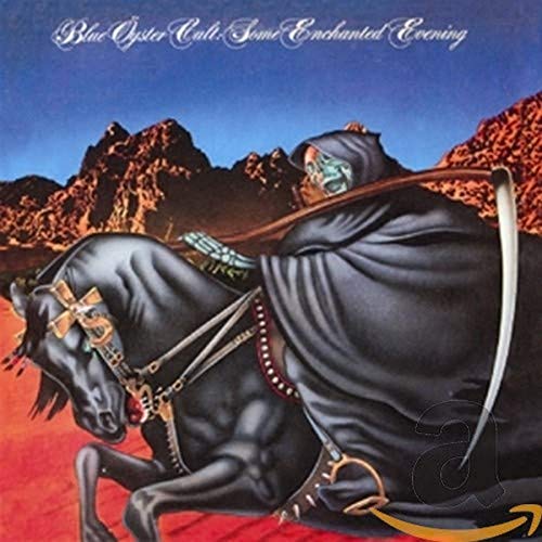 Blue Oyster Cult album cover featuring a cloaked figure riding a horse against a desert backdrop.