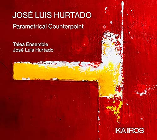 Red album cover with yellow cross and white text "Jose Luis Hurtado Parametrical Counterpoint".