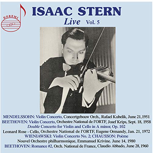 CD cover featuring violinist Isaac Stern in performance, with tracklist details.