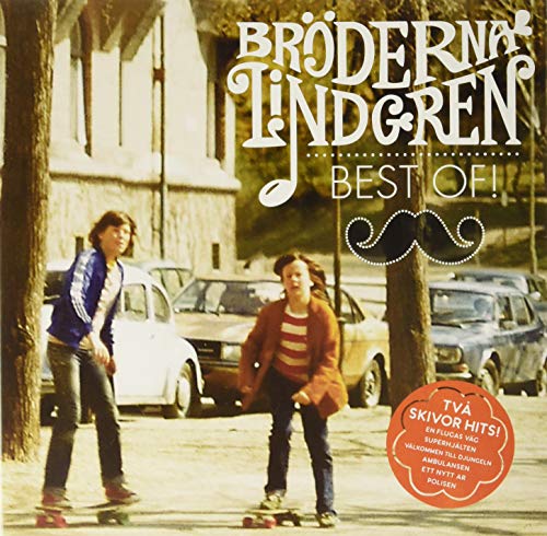 Vinyl record cover with two young men on skateboards and decorative text.