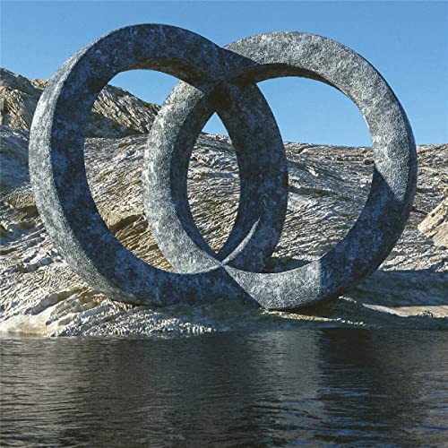 CD cover featuring a large, grey stone sculpture of interlocking rings.