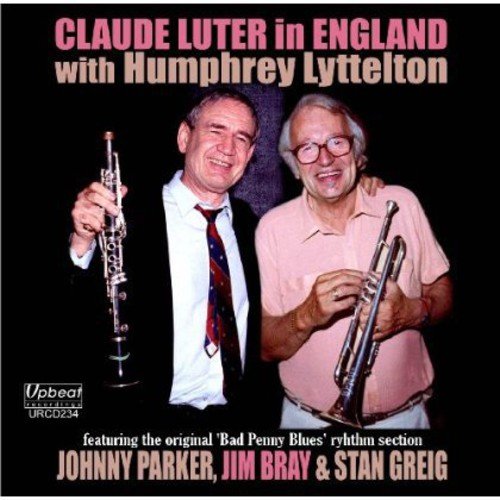 "Album cover featuring two smiling men holding trumpets, against a black background."