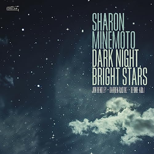 CD cover for Sharon Minemoto’s “Dark Night, Bright Stars” with starry sky.