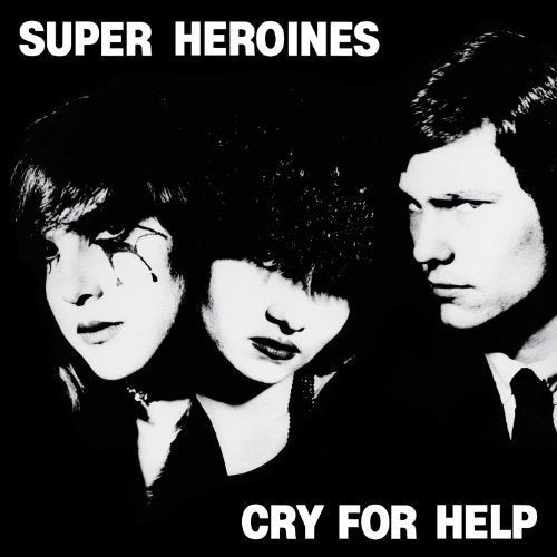 Black and white album cover featuring three band members with bold white text overlay.