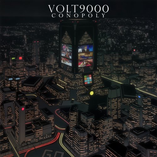 CD cover with a nighttime cityscape and illuminated screens.