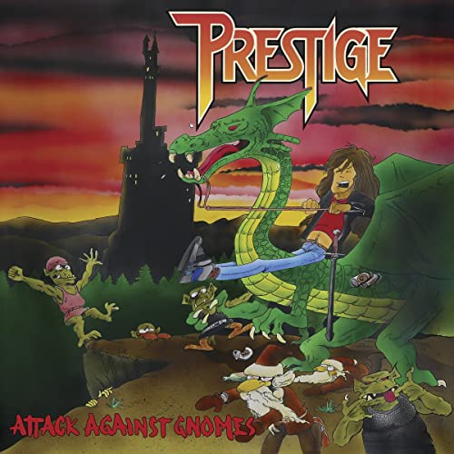 CD cover: cartoon dragon, knight, gnomes, and a dark castle landscape.
