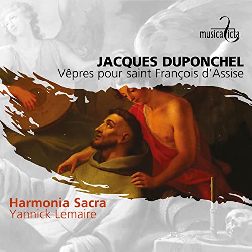 CD cover depicting religious figures with wings and musical text.