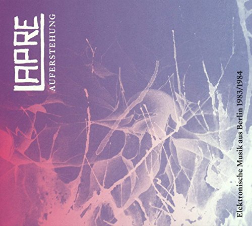 Vinyl album cover with abstract design, purple and pink gradient background, white splatter art.