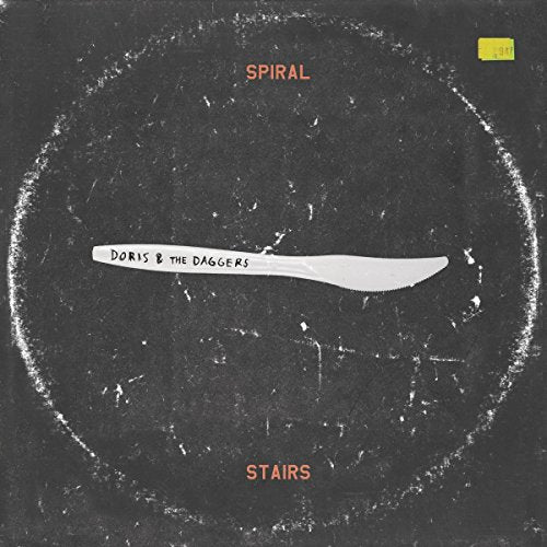 Vinyl record cover with a butter knife and distressed circular design.