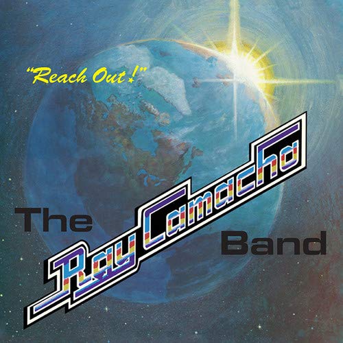 Album cover for Ray Camacho Band’s “Reach Out” featuring Earth and stars.
