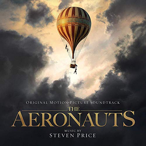 "Album cover for 'The Aeronauts' soundtrack, featuring a hot air balloon in cloudy sky."