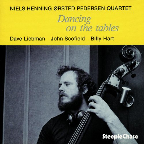 CD cover featuring a man holding a double bass, with yellow title banner above.