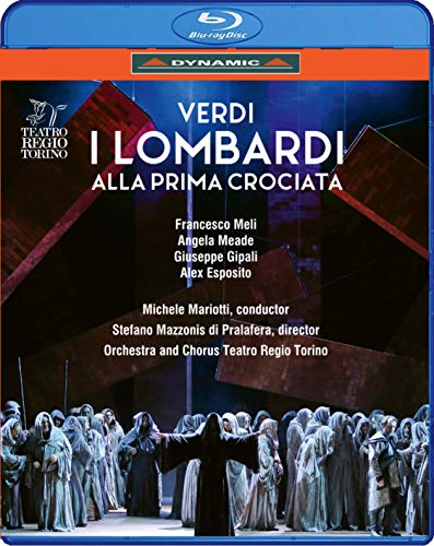 Blu-ray cover for Verdi’s “I Lombardi” opera with a stage scene.